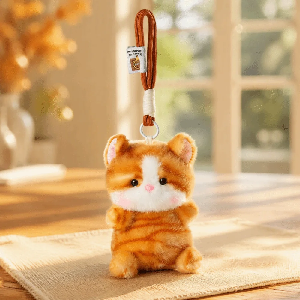 Small 15cm Cat Keychain Fluffy Super Soft Cat Stuffed Keychain Soft 4 Color Designs Kitten Pendant Backpack Decor