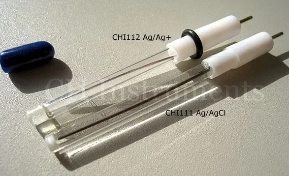 CHI111 Ag/AgCl silver chloride reference electrode. CHI112 Ag/Ag+ silver ion reference electrode.