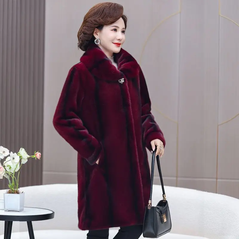 202 Winter New Temperament Environmental Protection Imitation Fox Fur Long Fur Outwear Women Warm Long Sleeve Coat Lady LX299