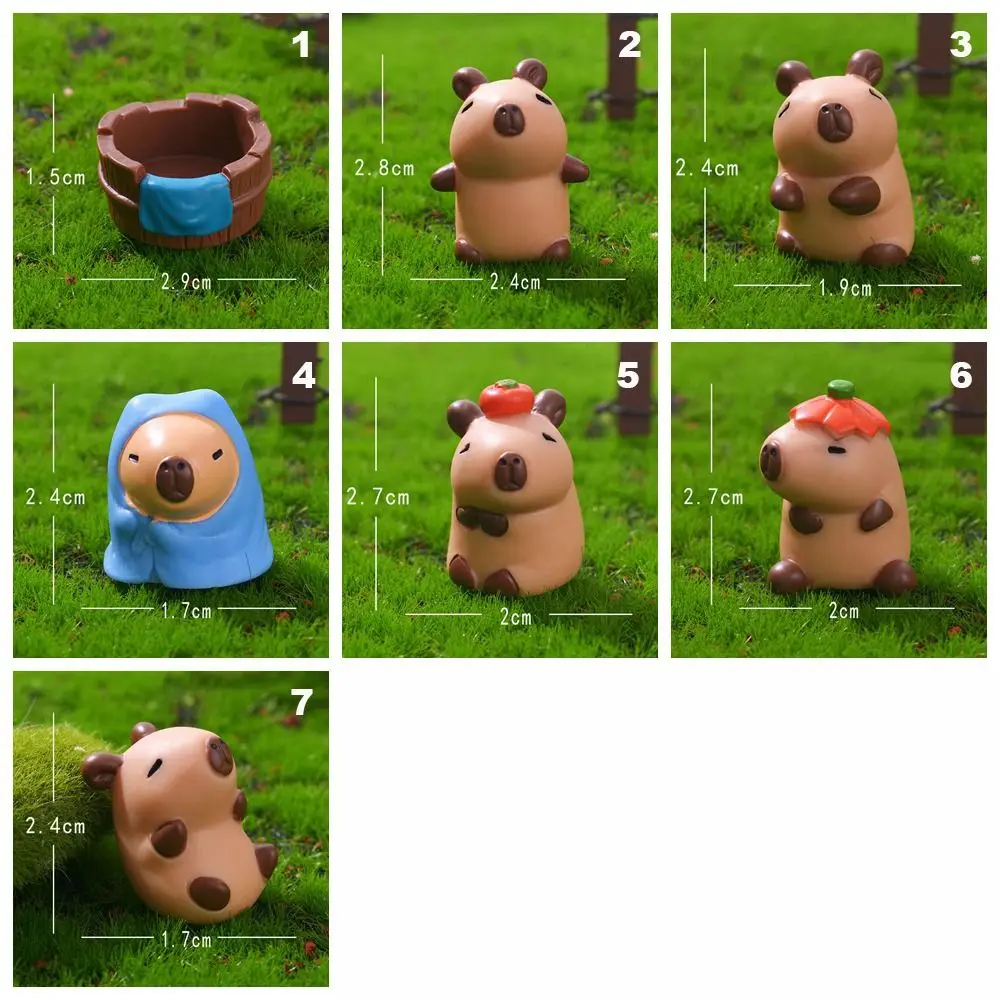 Resin Cartoon Capybara Statue DIY Brown Miniature Capybara Figurines Accessories Bonsai Mini Animals Figurine Party Festival