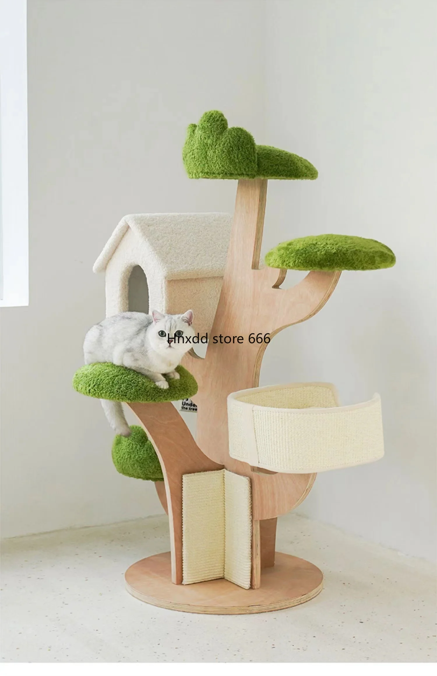 Green fluffy pine cat climbing frame treehouse integrated large cat jumping platform available in all seasons