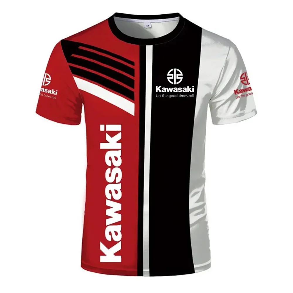 

2025 new summer fast drying breathable sweat absorbing Kawasaki men's clothing, motorcycle short sleeved T-shirt