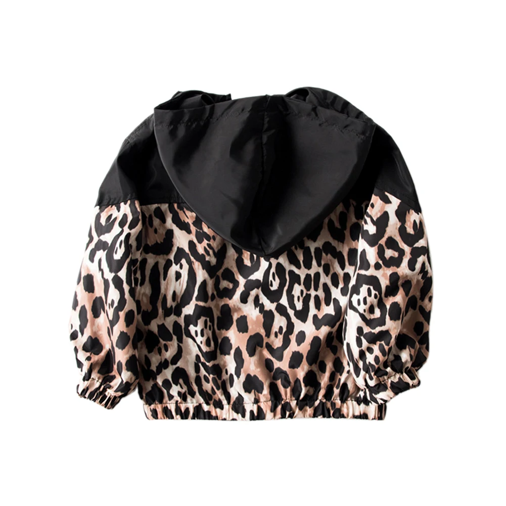 Baby Girls Boys Leopard Coat Long Sleeve Zipper Hooded Jacket Fall Winter Outerwear Clothes