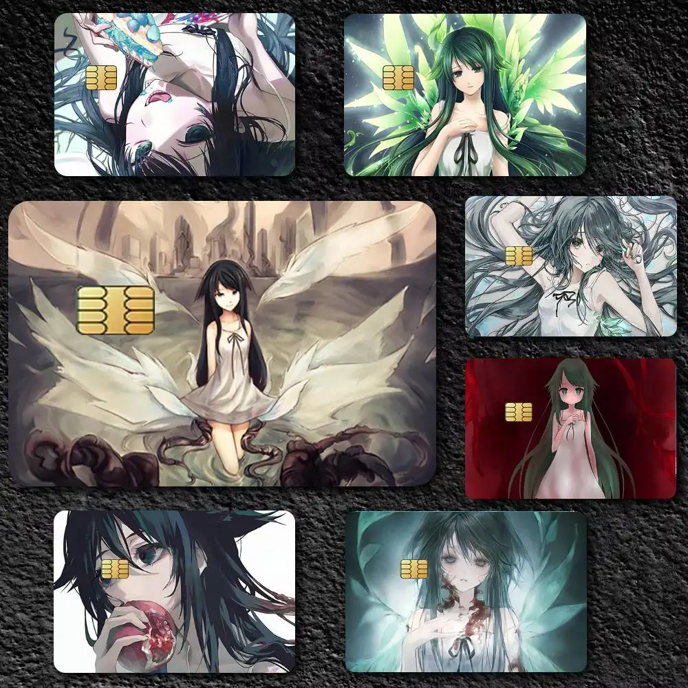 Game Anime The S-Song Of S-Saya 4pcs 1Set Funny Shell On Off Ultra Thin No Fade Sticker Skin Cover Film For Debit Credit Card
