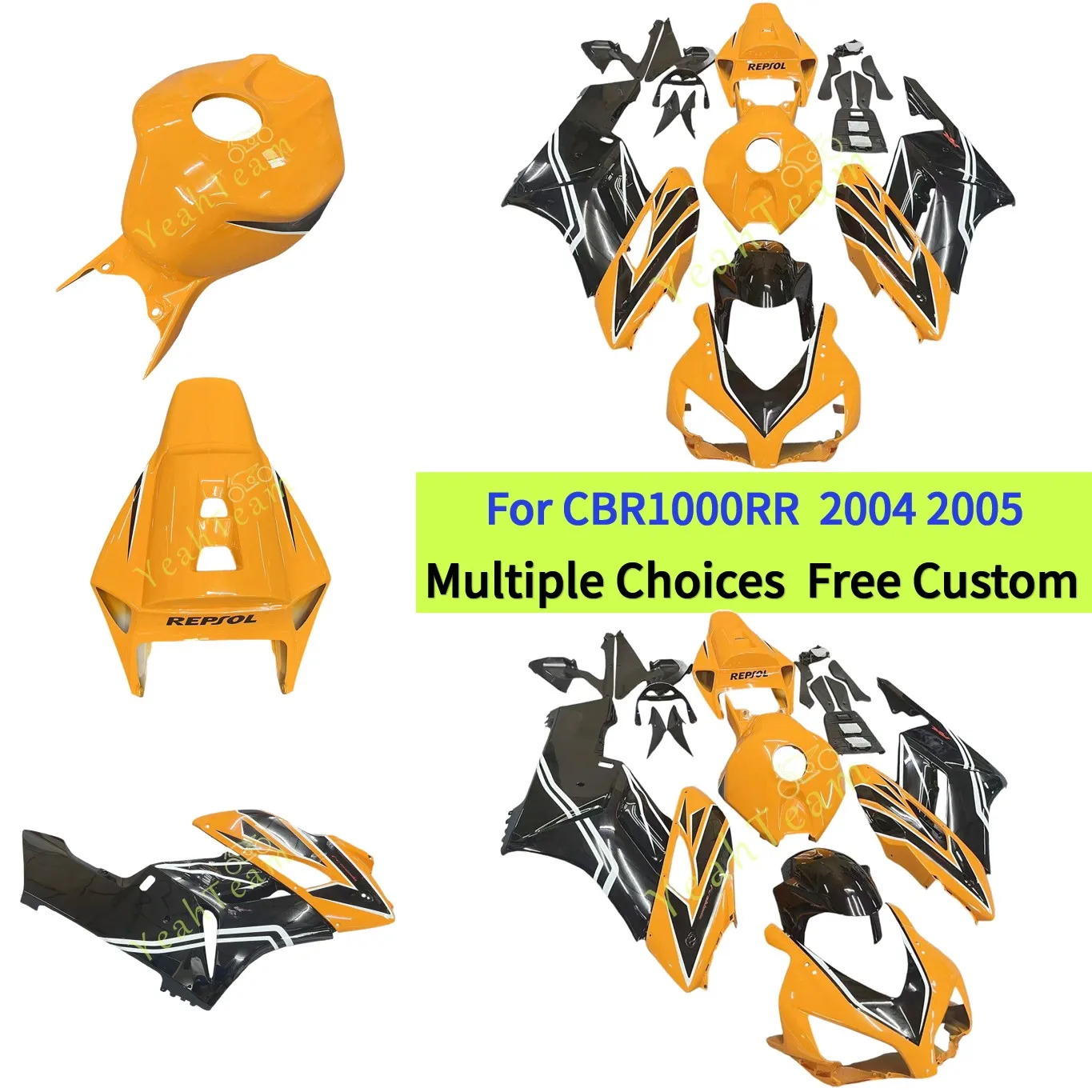 

Motorcycle ABS Fairings Injection Bodywork Set for Honda CBR1000 RR 2004 2005 | Orange/black stripe