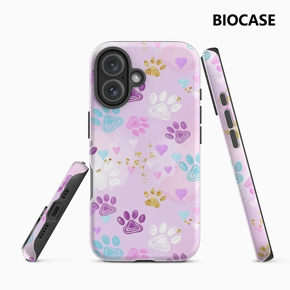 Buntes Pfotenabdruckmuster IPhone 17 Must-Haves Handyhülle für IPhone 17 16 15 14 13 12 11 Pro Max Plus Doppelschichtige Rückseite
