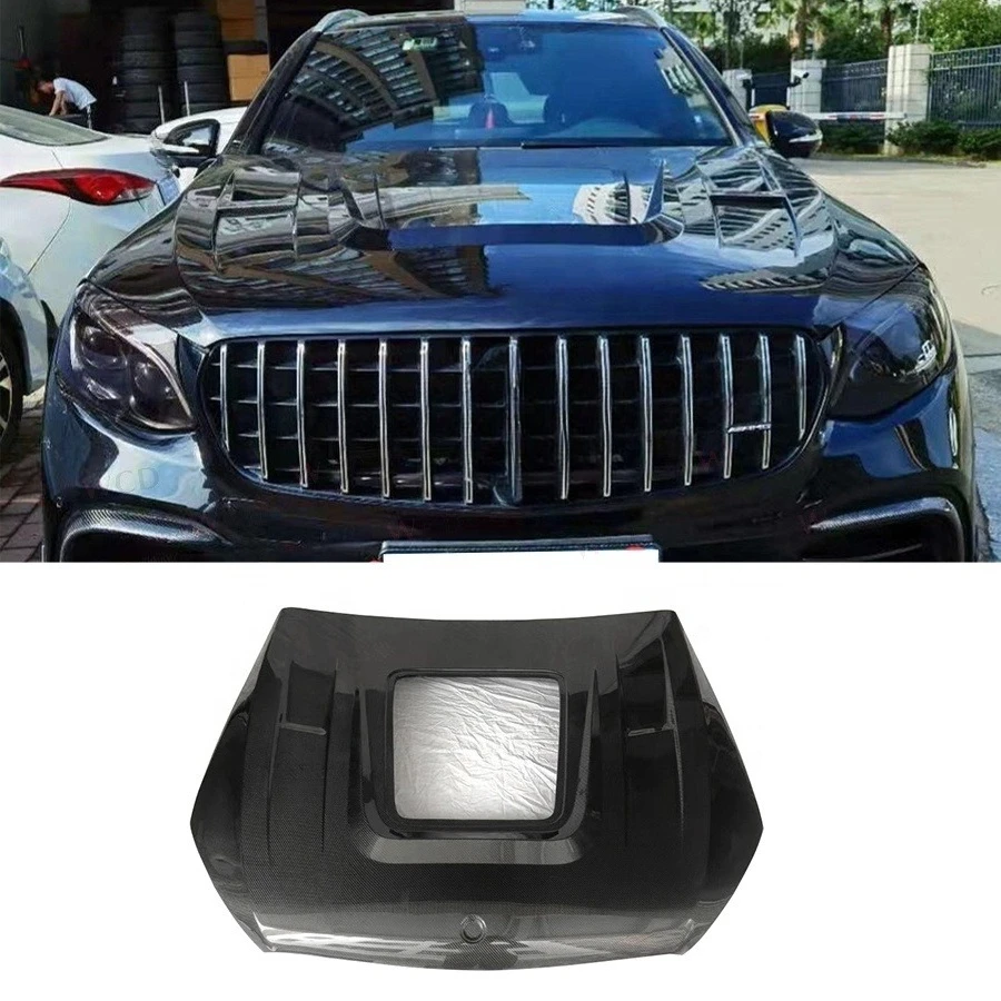 

Carbon Fiber Engine Hood Transparent Glass Car Hood for GLC63s AMG GLC43 GLC260glc Coupe Front Hood Bonnet