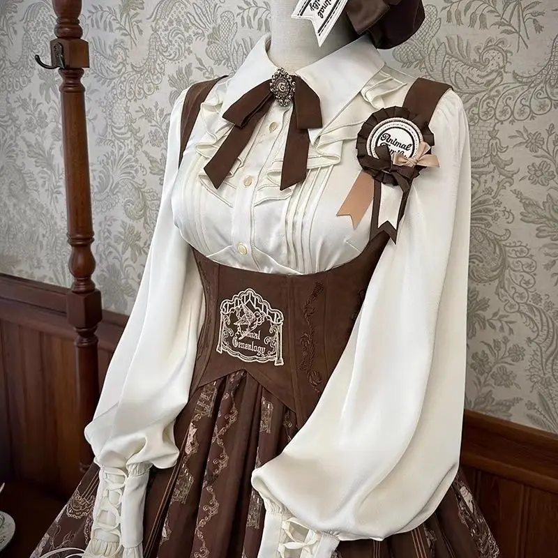 

Japanese Gothic Lolita Shirts Women Vintage Y2k Aesthetic Ruffles Long Sleeve Slim Blouses Female Elegant Sweet Fashion Tops New