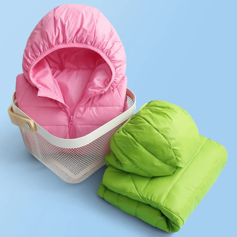 

Kids Candy Color Ultra Light White Duck Down Hooded Jackets Boys Girls Portable Thin Puffer Coats Child Children Autumn Outwear
