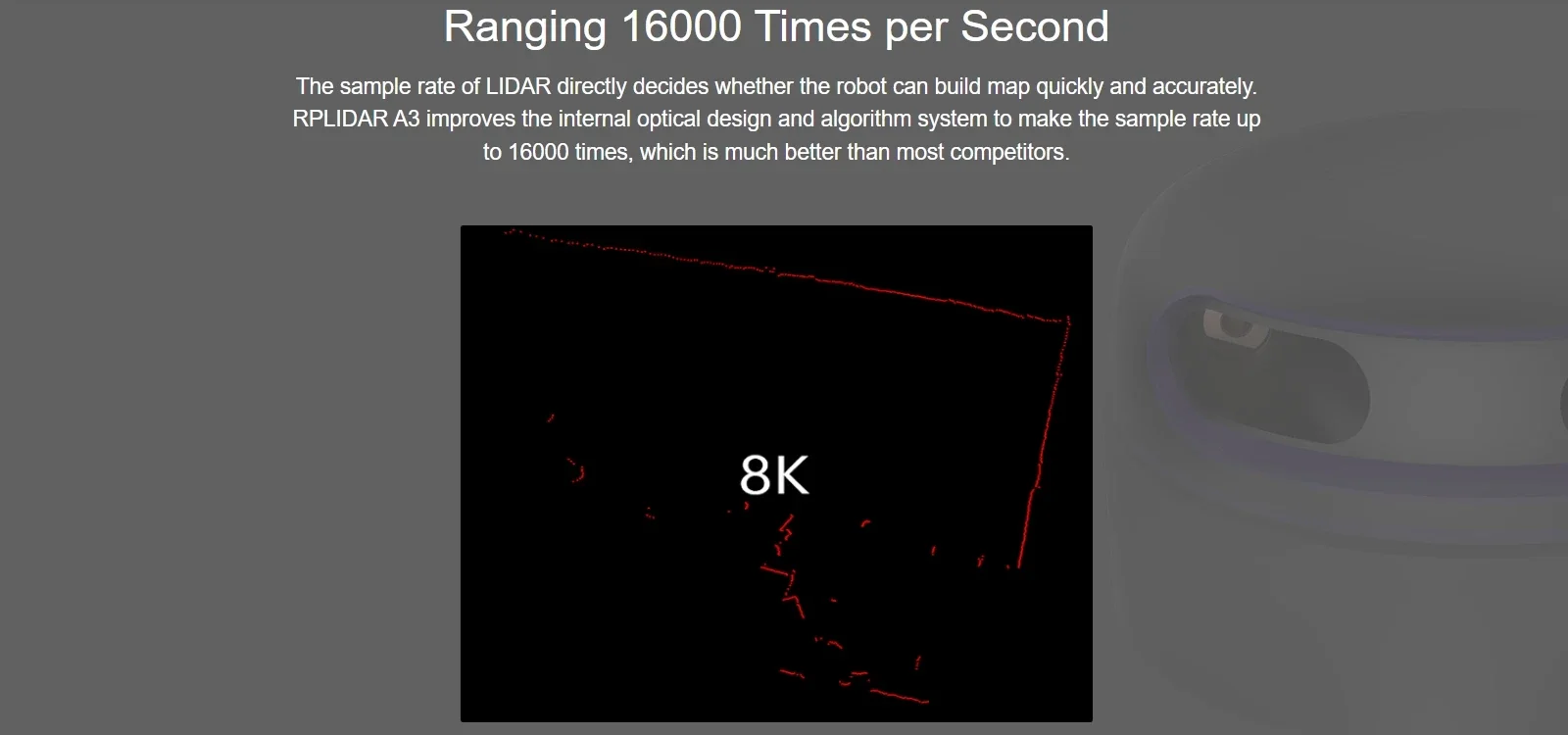 Rplidar A3 HD de alta definição 360 graus 25m de alcance Lidar Scanner