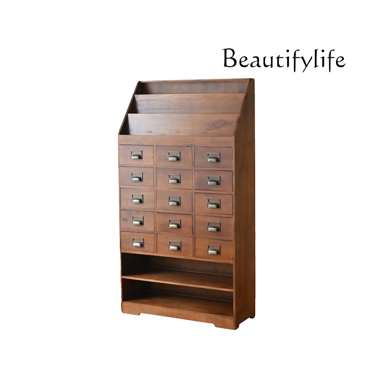 

American retro chest, medieval furniture, solid wood magazine, porch cabinet, record storage cabinet, designer model