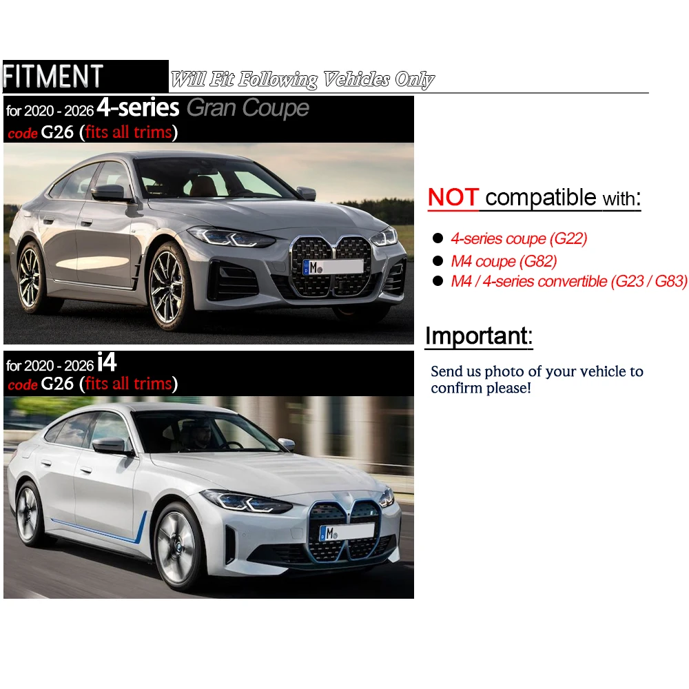 i4 Spoiler, 3*3 3K Twill Autoclave Dry Carbon Fiber Rear Spoiler for BMW 4 Series Gran Coupe i4 G26 2020 - 2026 430i 435i M440i