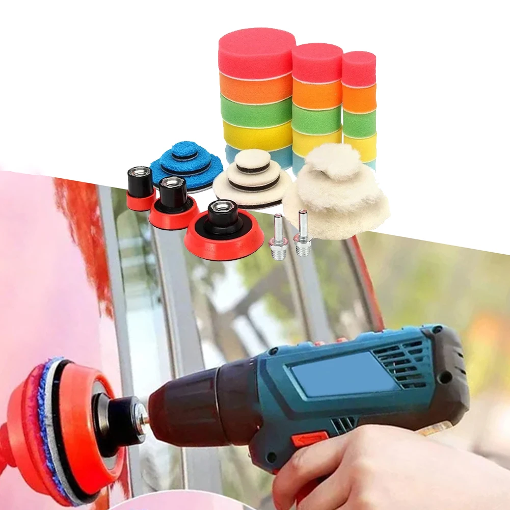 Foam Buffing Set Drill Polisher Pad Microfiber Cloth Backing Sponge Foam Construction Washable Reusable Pads For M14