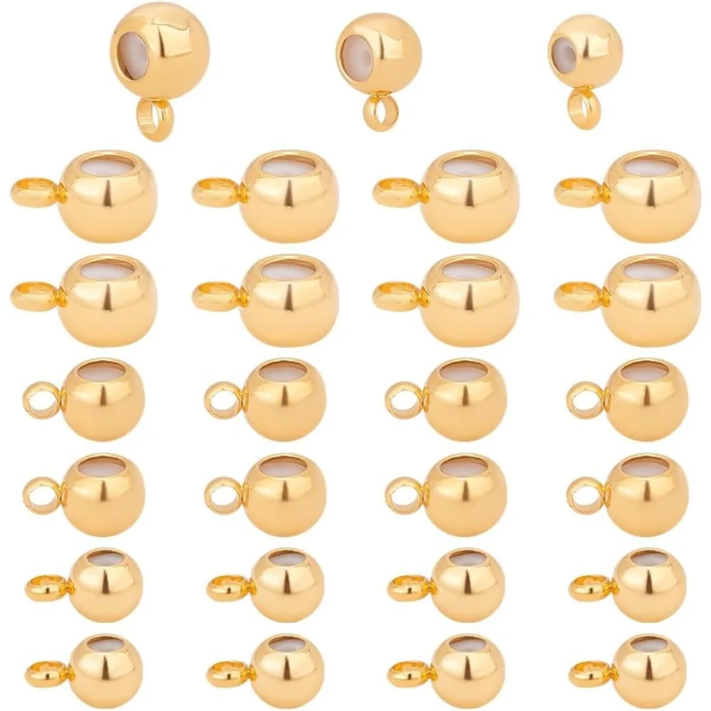 45pcs 3 Sizes Stop Beads Real 24k Gold Plated Spacer Metal Slide Stopper Locating Rings Brass making kit