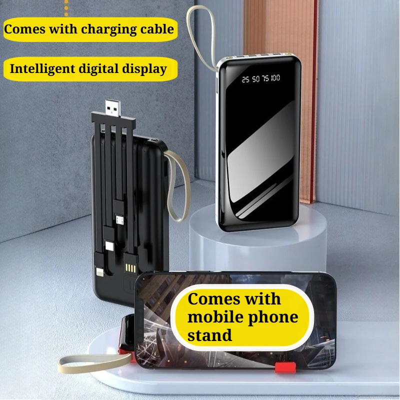 

10000/20000 мАч Power Bank Встроенные кабели Портативный внешний аккумулятор Быстрая зарядка Портативное зарядное устройство для IPhone Samsung Powerbank