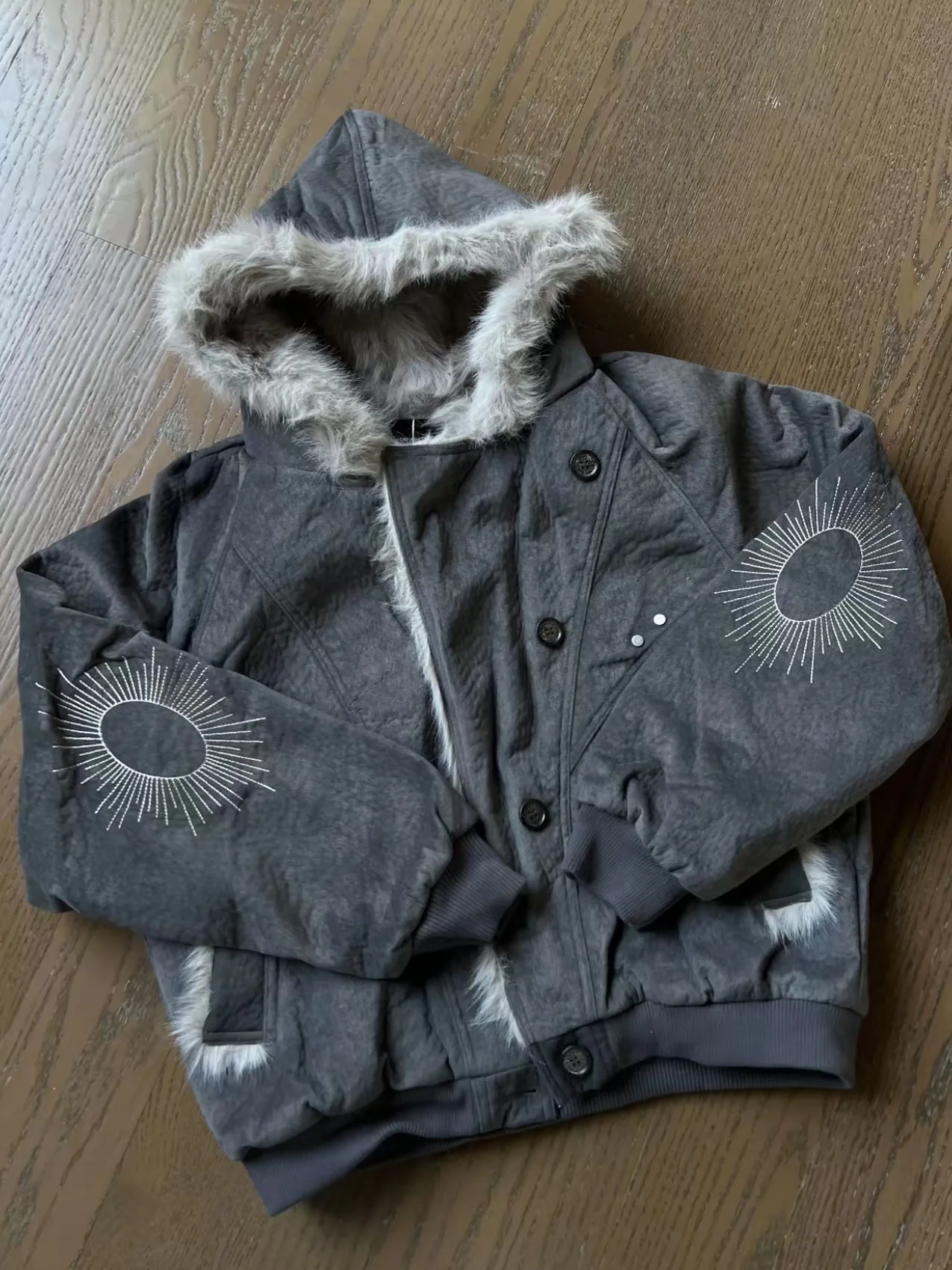 

American Sle Plu Embroidery Mountain Eagle Deconstructed Tailoring Cotton Jaet Men Winter Heavy Fce Thiened H...