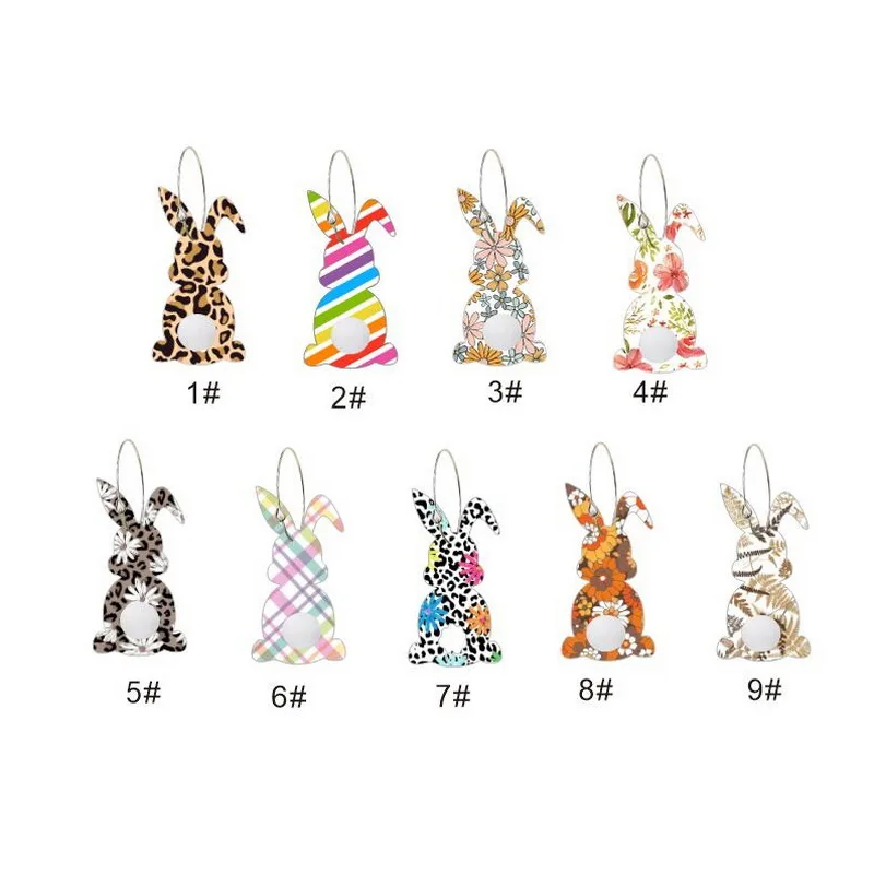 Marshmallow Leopord Floral Peep Bunny Rabbit Cottontail Happy Easter Holiday Wood cut Statement Earrings For Women Pet Animal