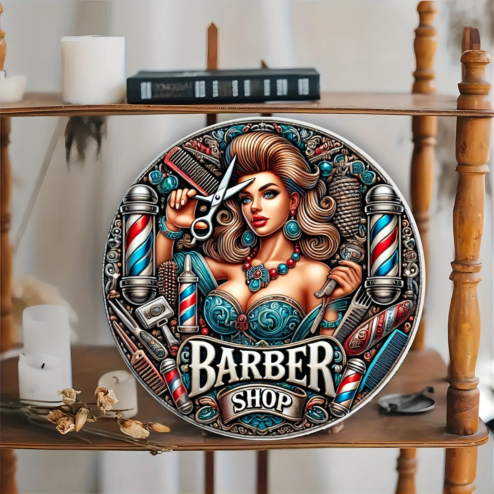 Barber Shop Aluminium Sign: High Color Accuracy, Fine Detail, And Festive Design For Home, Bedroom, Living Room, And Coffee Shop