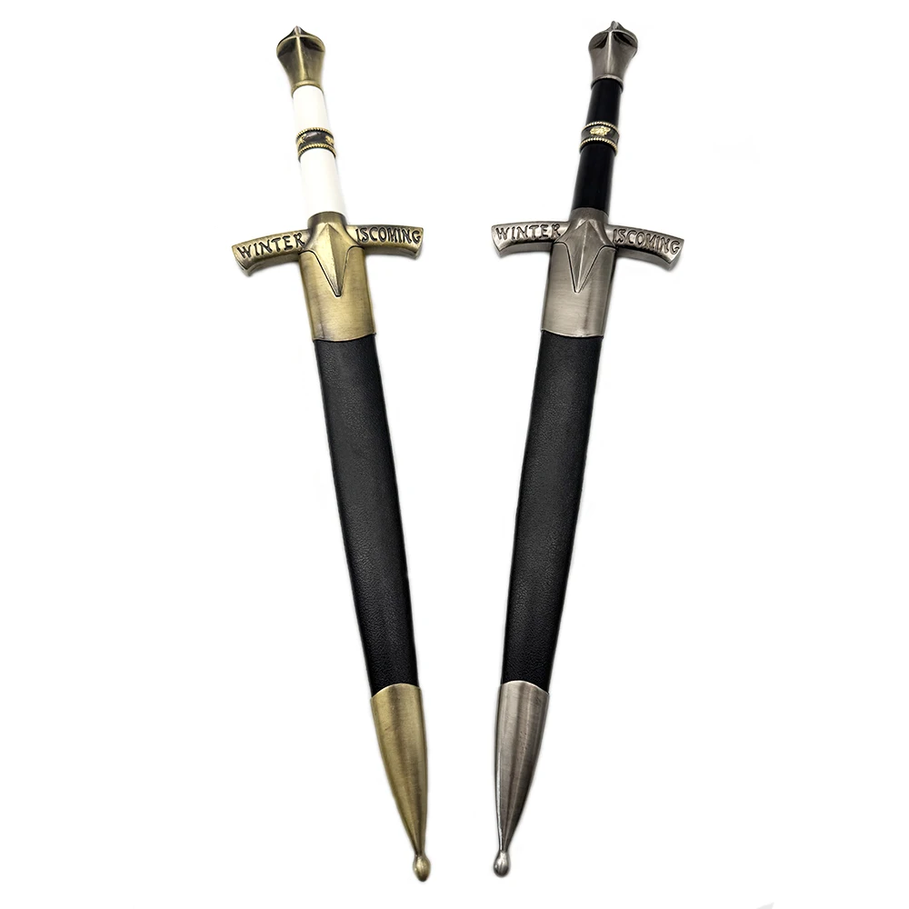 Espada medieval periférica para jogos e filmes, 43cm/16,93 polegadas, adereços para cosplay, ornamento colecionável de mesa não afiado, brinquedo para presente de menino