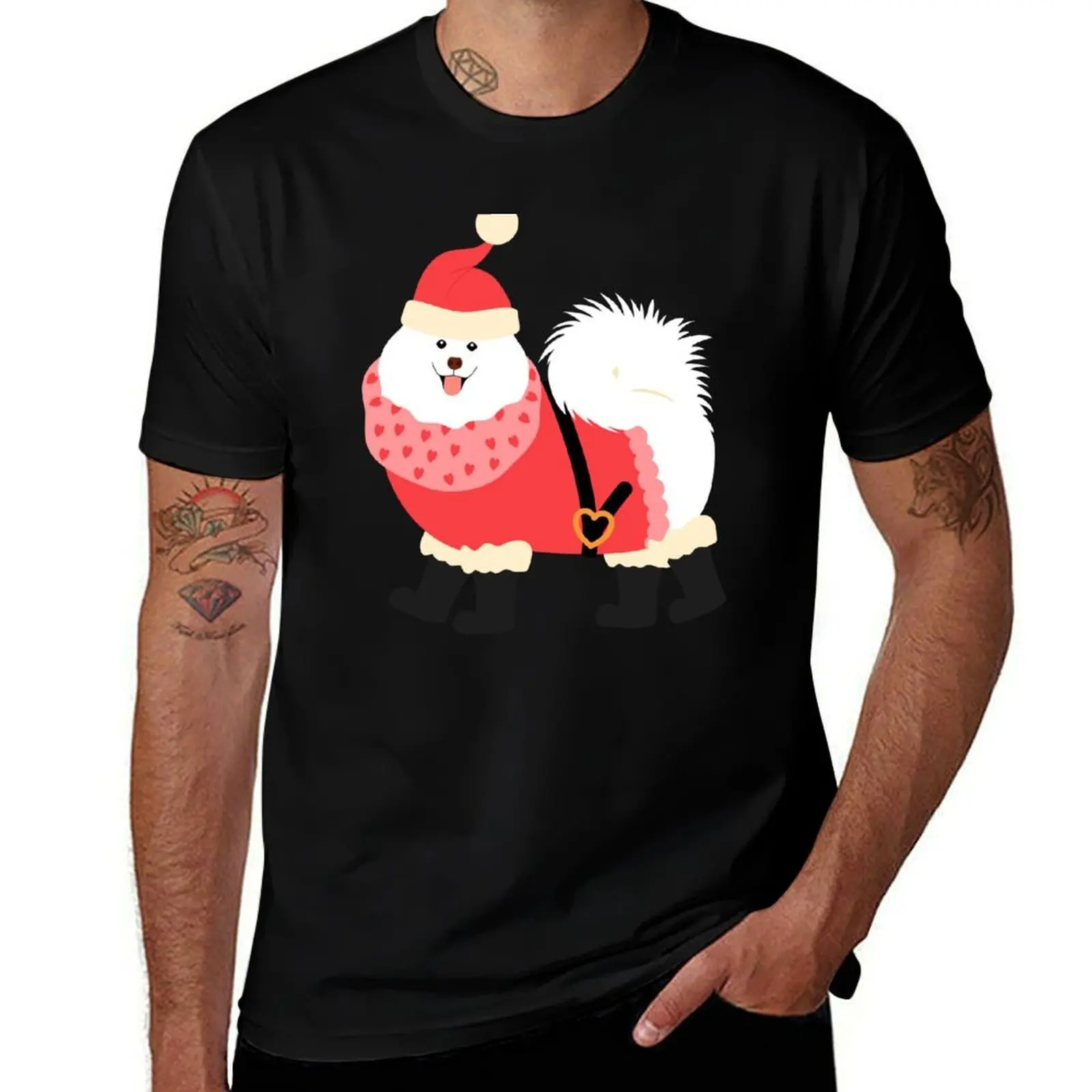 Samoyed Christmas Santa Claus T-Shirt Basic Comfort Fit for Men T-Shirt