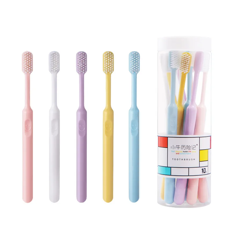 

10 шт. Зубные щетки с мягкой щетиной и шелковистой щетиной, 5 вариантов цвета — подходят для семьи и путешествий, использования унисекс