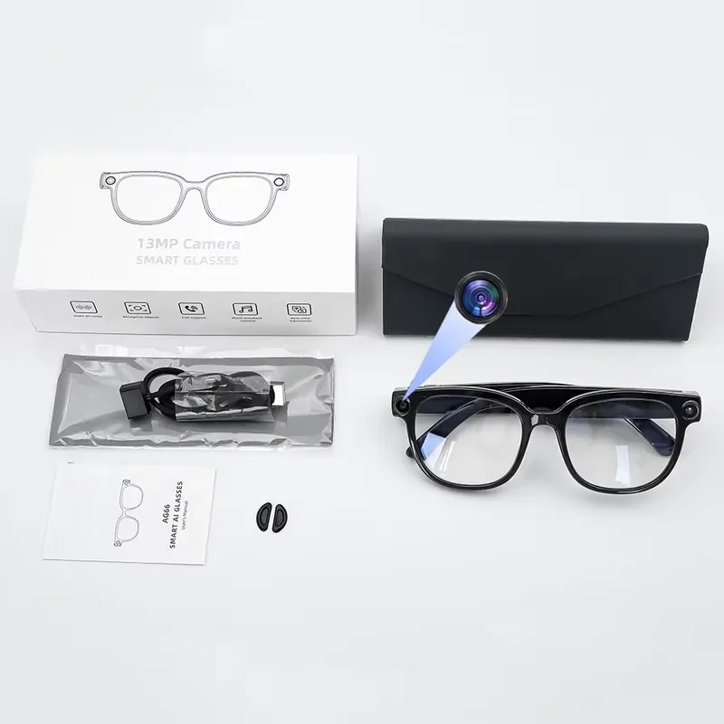 for SANVNET AG66 AI Smart Glasses 13MP Camera Video Recording AI Translation 3 Mics Noise Reduction Sunglasses for Men Women