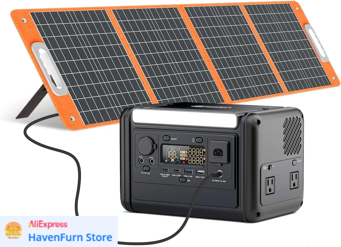 

230Wh Portable Power Station+100W Foldable Solar Panel, Solar Generator with Solar Panel Included