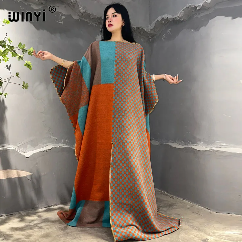 WINYI 2023 print Comfort Warm fashion kaftan Holiday dress Elegant Africa Women Boho party winter clothes for women long dress