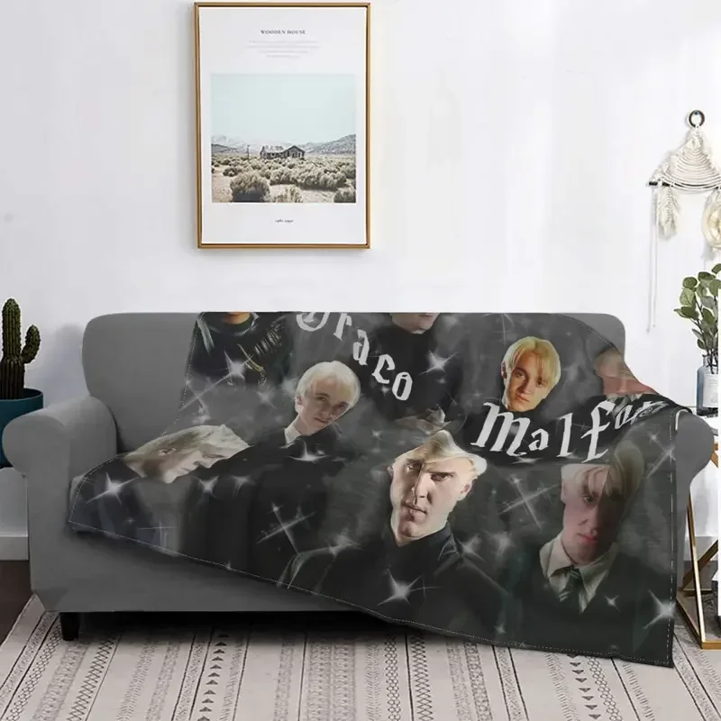 Draco Malfoy Blankets Flannel Spring/Autumn Handsome Boy Purebred Multi-function Soft Throw Blanket for Sofa Office Rug Piece