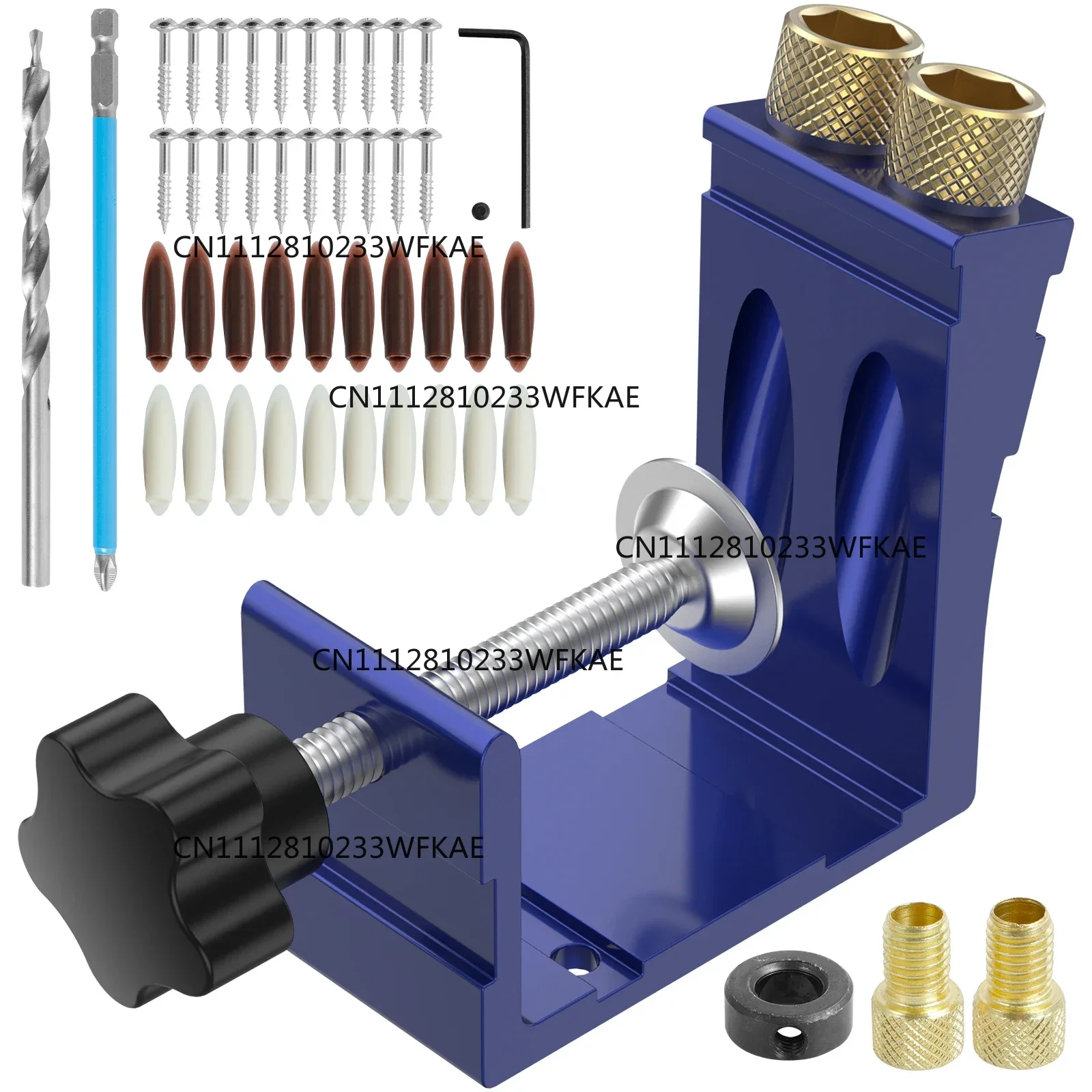 47Pcs Pocket Hole Jig Adjustable Punch Locator 15 Degree Angle Hole Drill Guide Kit Drill Punch Positioner for Woodworking Tool