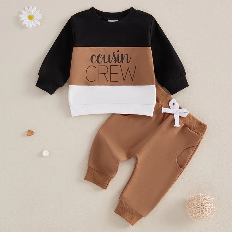 Baby Clothing Sets Infant Boy Long Sleeve Contrast Color Sweatshirt Pants Set Tracksuit Outfits Newborn Clothes