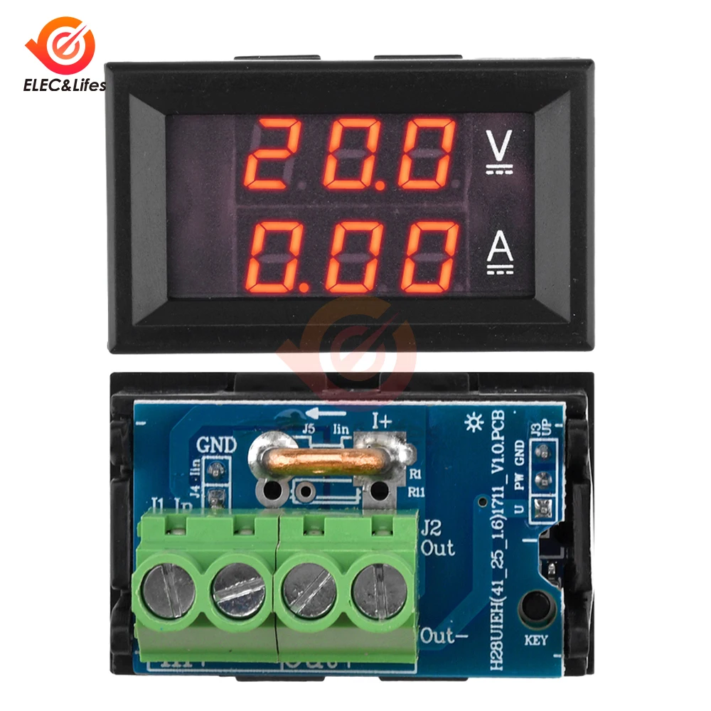 DC 7-100V 20A 50A Voltmeter Ammeter Mini Digital Amp Volt Voltage Current Meter Detector Tester 0.28\