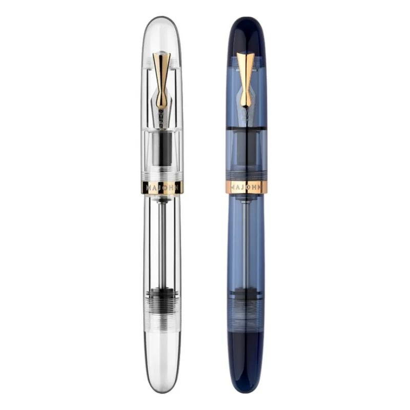 MAJOHN  C4 Fully Transparent Big Size Fountain Pen EF/F/M Nib Eyedropper Filling Ink Writing Gift Pen for Office School Supplies