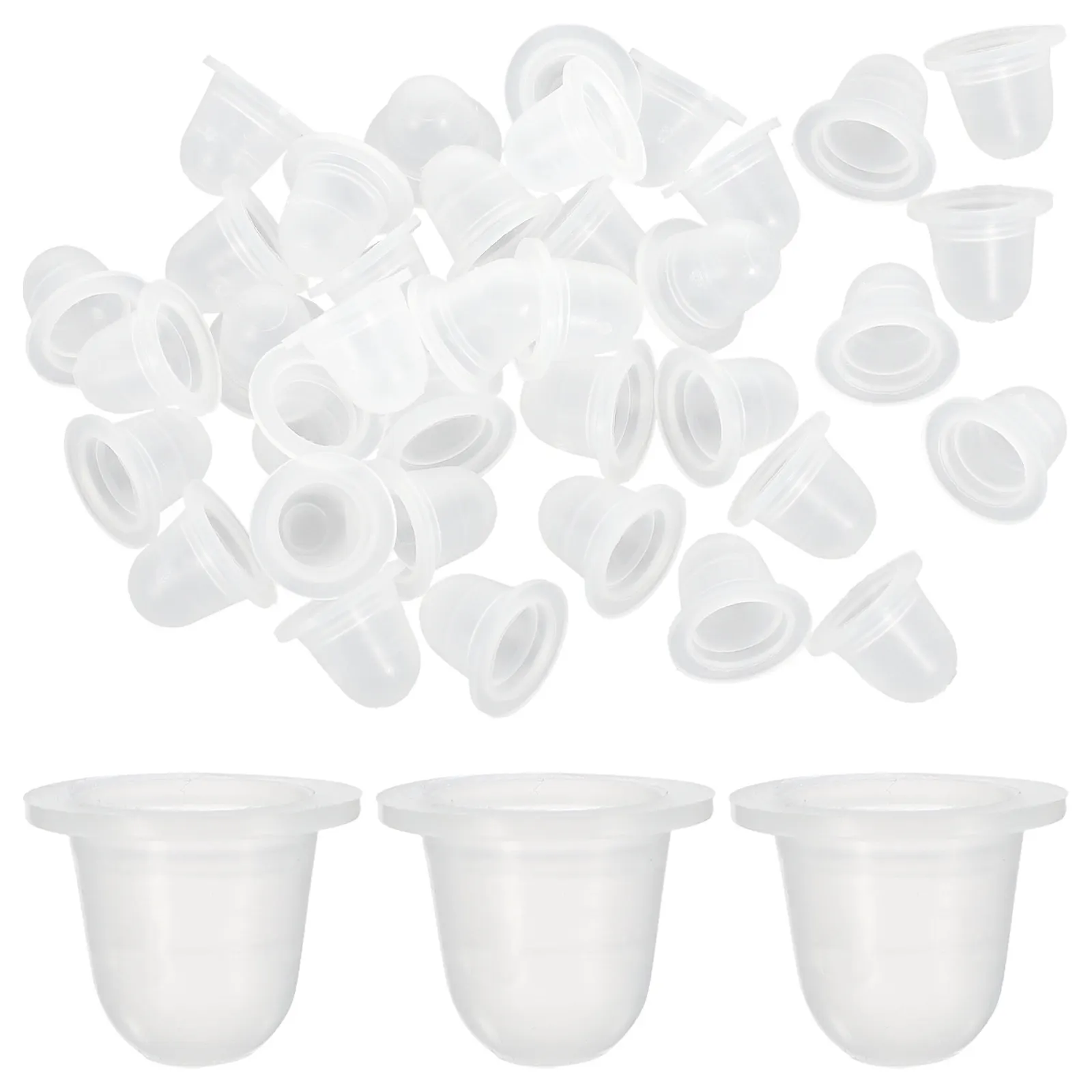 200Pcs Ink Cup Transparent Silicone Pigment Container Large Size Easy Clean Reusable Tattoo Supplies Semi Kits