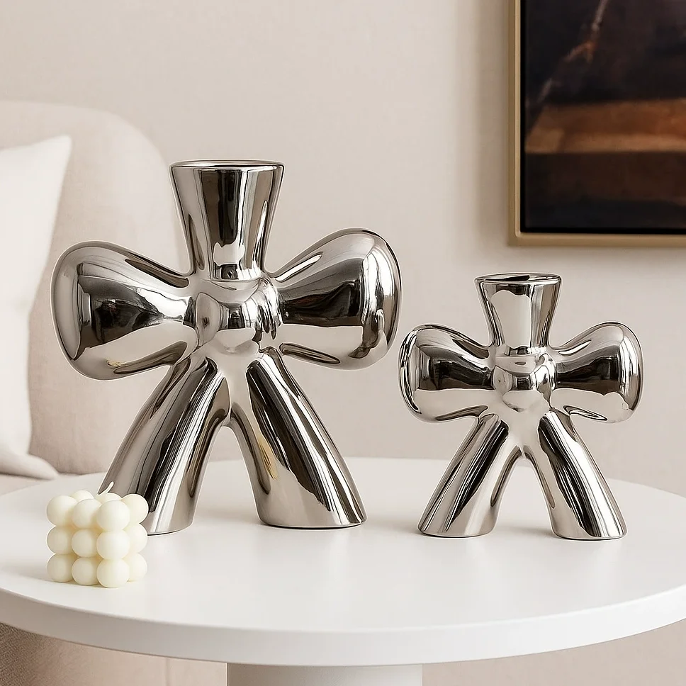 Ceramic Luxury High-End Electroplated Gold Vase, Office desktop, Living Room, Foyer, Home Decoration
