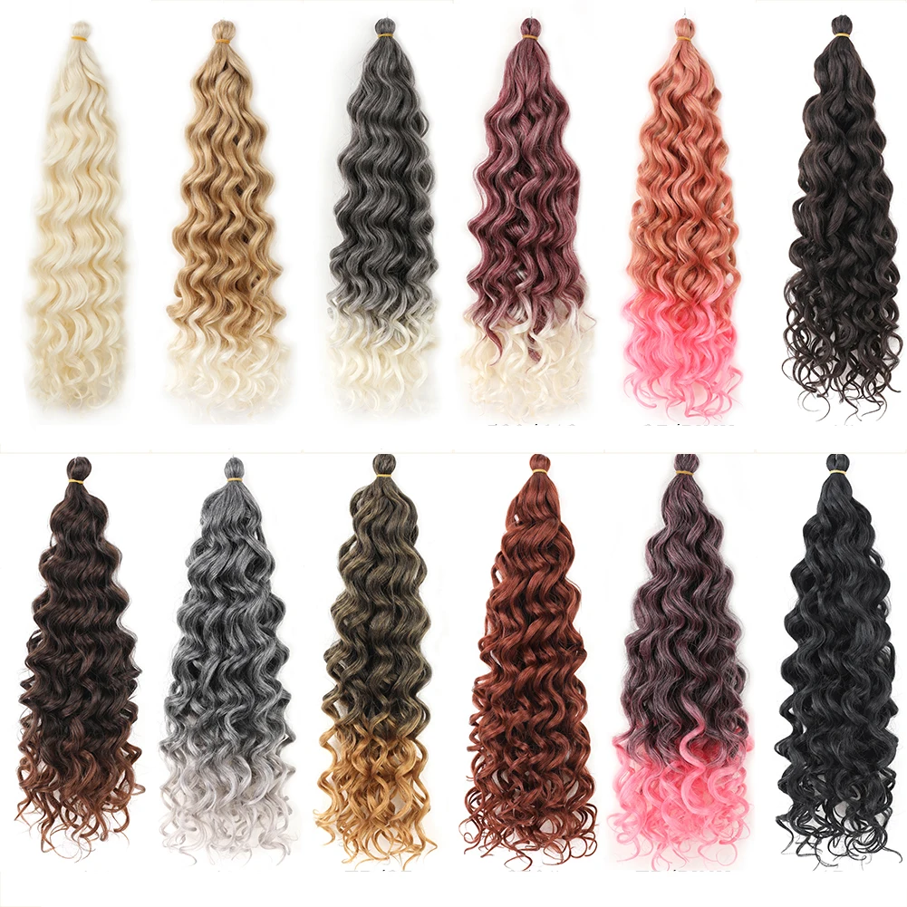 Hawaii Ocean Wave Braiding Synthetic Hair Curly Crochet Hair Extension Goddess Locs Premium Hair Boho Style Hairpiece For Women