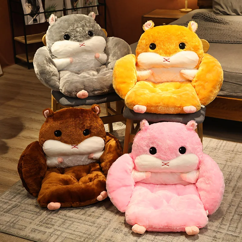 45X40X40Cm Lovely Hamster Semi-Enclosed Cushion Thick Faux Rabbit Hair Soft Hip Pad PP Cotton Filled Non Collapse Home Textiles