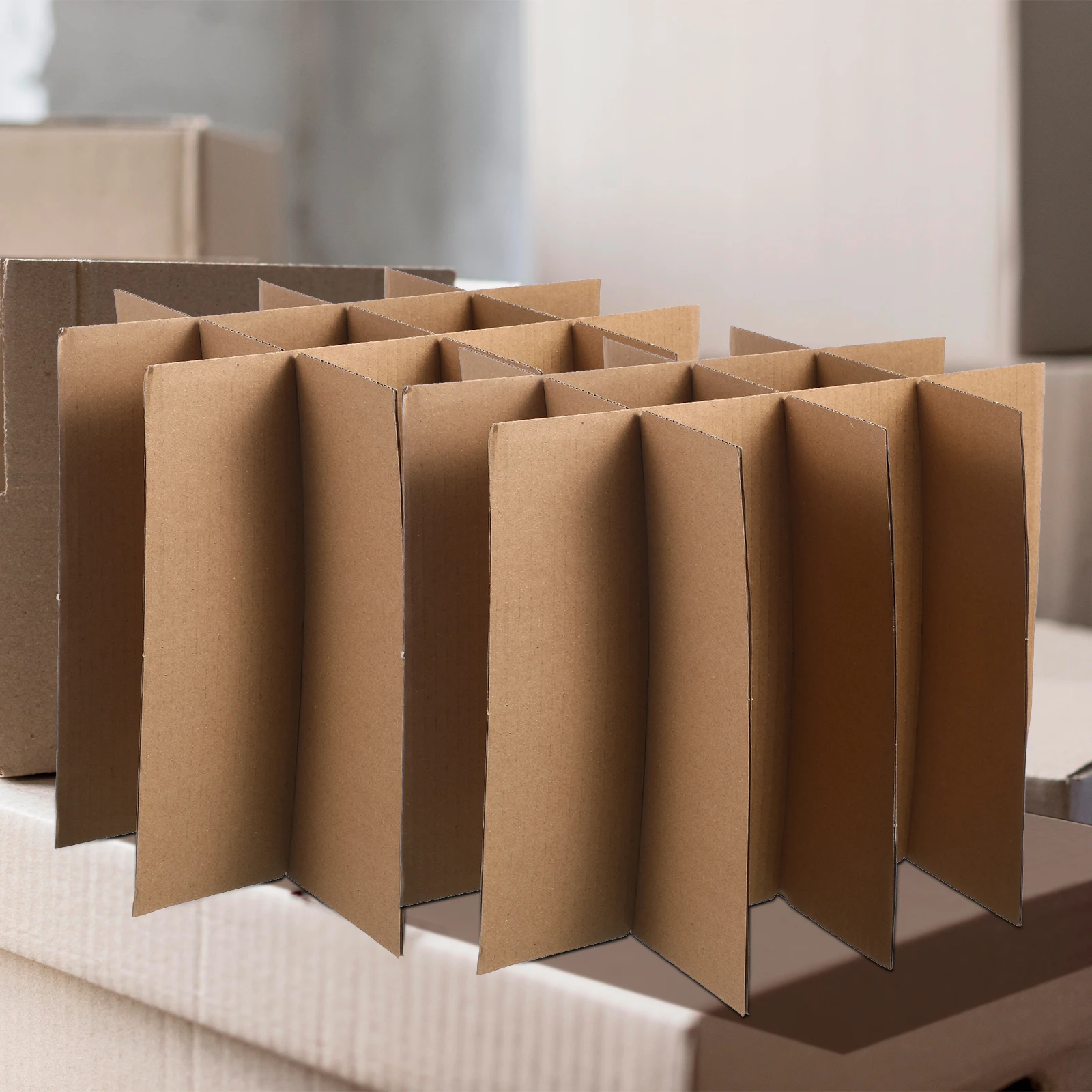 LALAFINA 5 boîtes mobiles moyennes avec séparateurs pour verrerie, emballage de cuisine, Kit de rangement de séparation en papier Beige