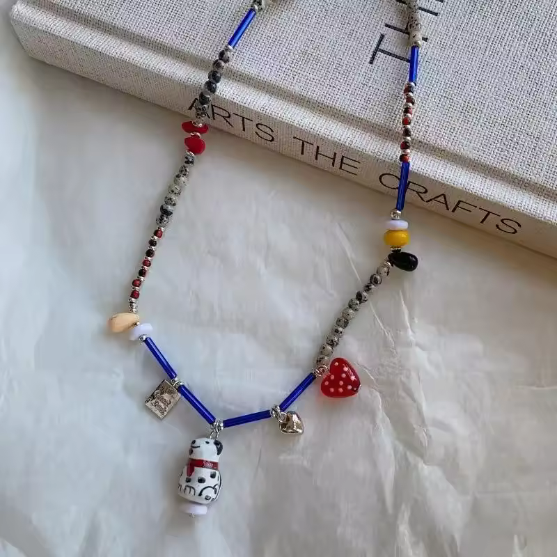Black and White Beaded Dalmatian Puppy Cute Personalized 2025 Pendant Necklace for Women Girl Fashion Lovely Gift Jewelry - Image 3