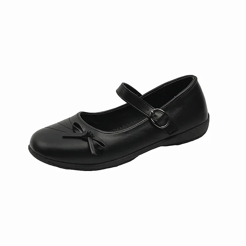 New Girls Party Dresses Leather Shoes Black Versatile Children\'s Flats for School Performance Fashion Kids Formal Uniform Shoes