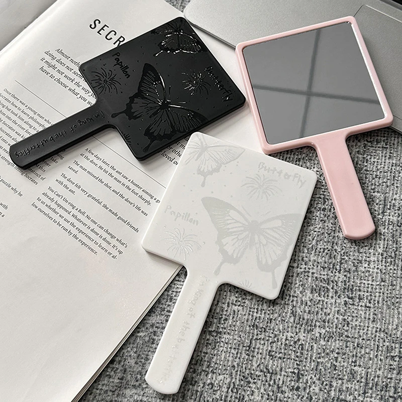 Vintage Butterfly Square Mirror – Compact Handheld Makeup Mirror for Travel, Desktop, and Gifting