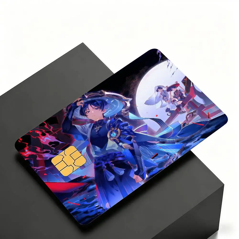 Genshin Impact Scaramouche Wander Kreditkarten-Skin-Aufkleber 4er-Set Folie Bus-Pass Frontdekoration Bank-Debitkarten Wasserdicht – Detail 13