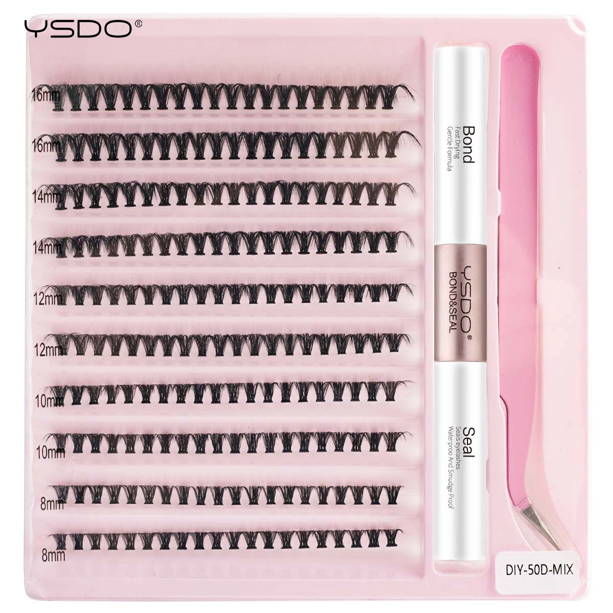 DIY Clusters Eyelash Extension Bond and Seal 2 in 1Individual Lashes Kit Mixed Tray Natural Faux Mink False Cilios Makeup Tools