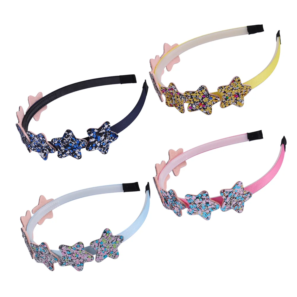 4PCS Glitter Star Headbands Paillette Hair Hoops Sequins Hair Accessories for Kids (Assorted Series 3)