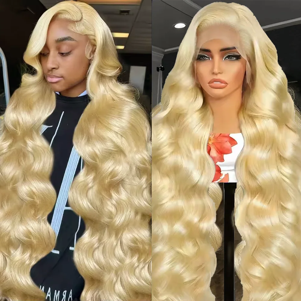 613 HD الدانتيل الباروكة الأمامية 13x6 الجسم موجة خصلات الشعر المستعار الإنسان البرازيلي 200 الكثافة قبل قطعها العسل شقراء HD الدانتيل شعر مستعار أمامي للنساء