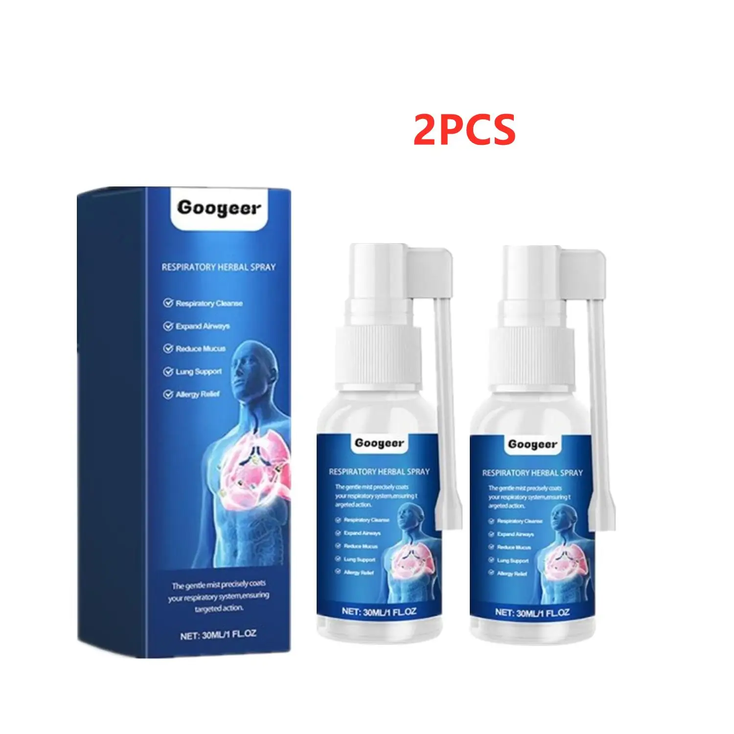 

2PCS Lung Cleansing Spray Lung Health Supplement Liquid Spray Detox For Smokers And Non Smokers Natural Herbal Extract 30ml