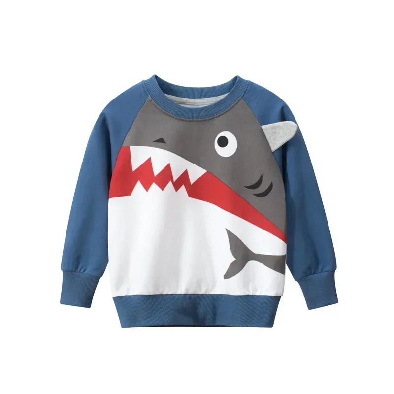 Brand Baby Boys Clothes Quality Cotton Sweaters Tee Bebe Kids Cartoon Shark Sweatshirt T Shirts Hoodies Tops Children Clothing