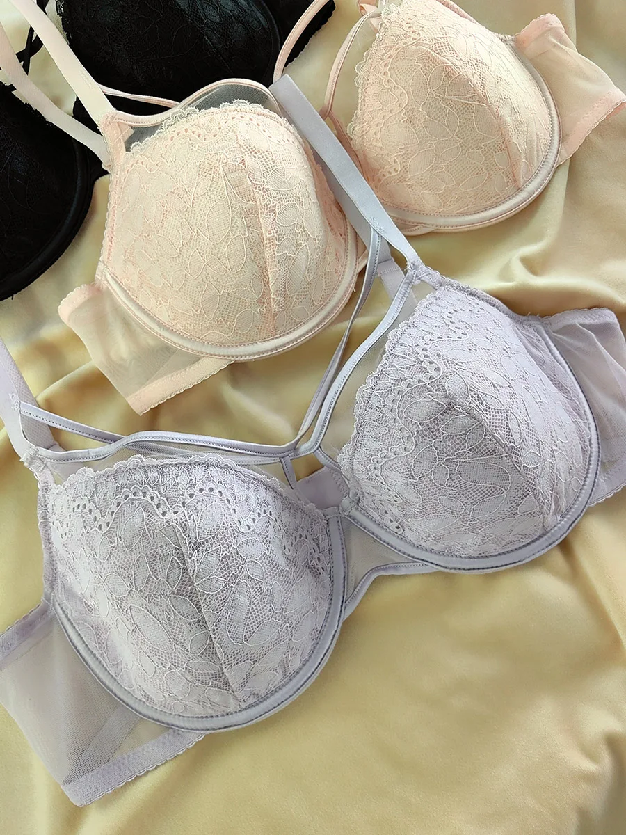 Sexy lace large breasts show small underwear female bra summer thin section bra with a steel circle lingerie breifs suit