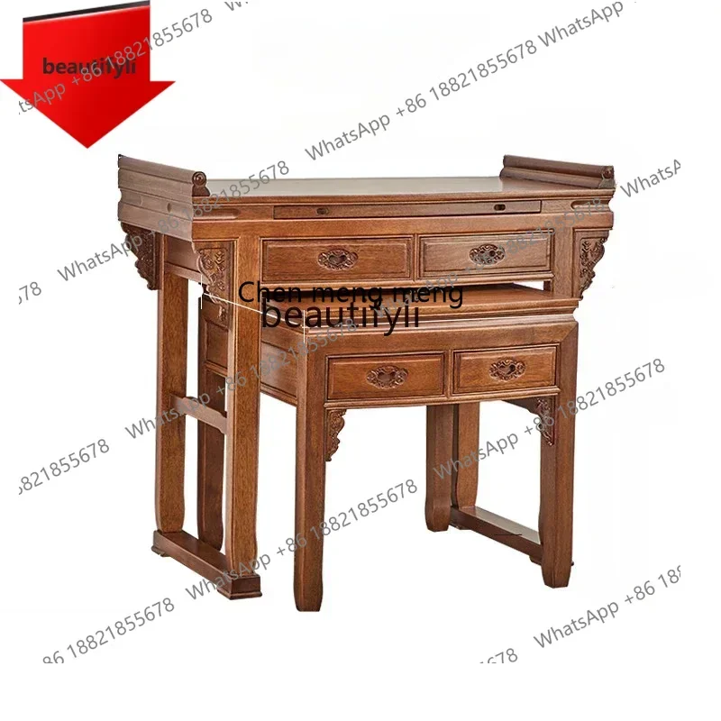 32 Solid Wood Altar Home Living Room Altar Chinese Style Altar God of Wealth Tribute Table