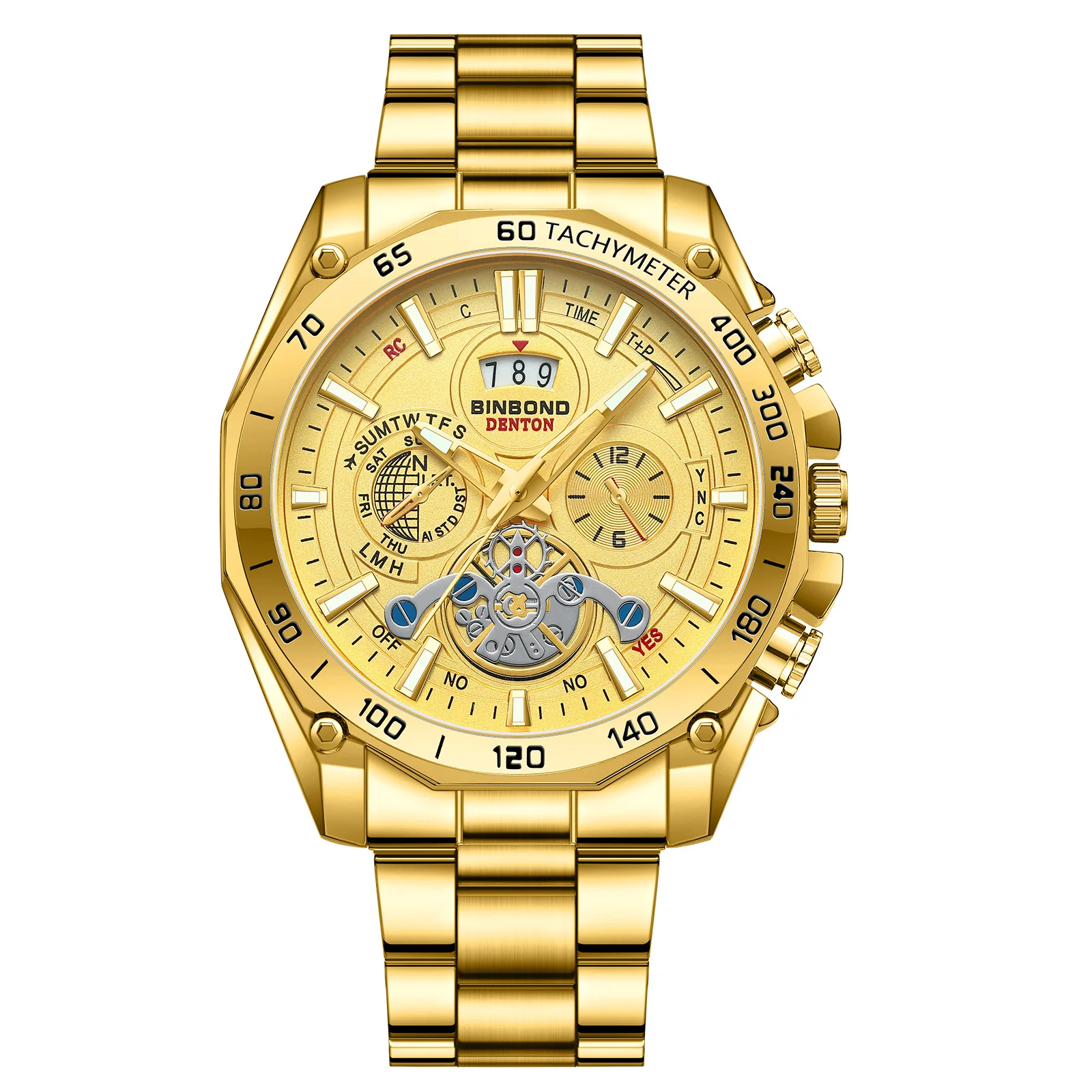 

BINBOND 4750 Fashion Business Men's Quartz Watch Three Eye Six Needle Chronograph Waterproof Night Light Calendar Quartz Watch